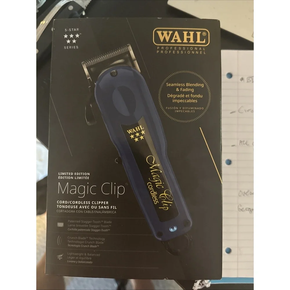 Wahl Professional 5 Star Limited Edition Magic Clip Cordless Clipper Navy New